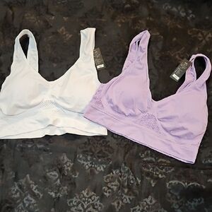 Comfortable Wireless Bra Set - White and Purple